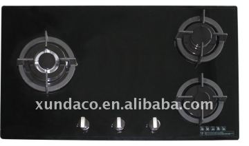 three burners Built-in gas hob with toughened safety glass