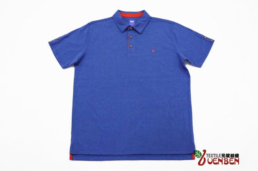 Tecido melange masculino com polo contrastante para pescoço