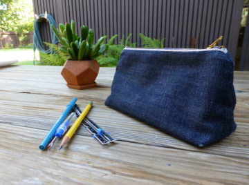 High quality small denim zipper pencil pouch