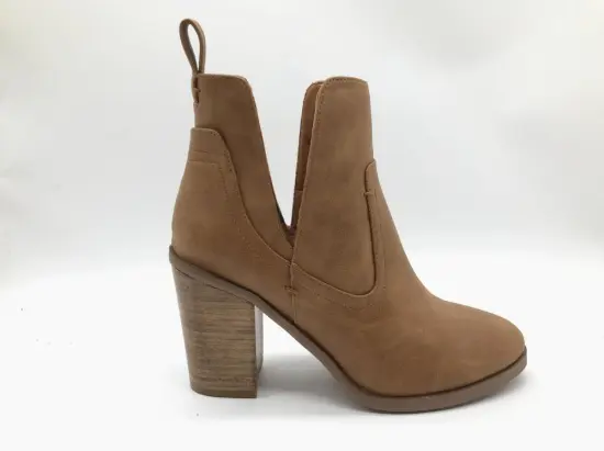 Ladies Cut Out Ankle Boot with Printed Heel