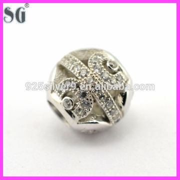 2014 customized 925 authentic Silver initial charms with crystal zircon inlayed