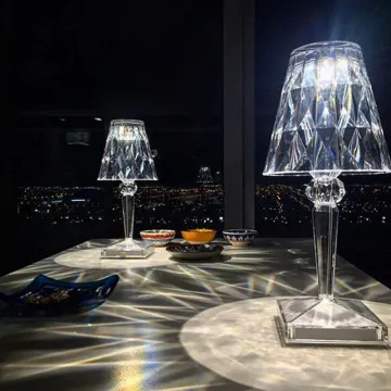 Italian design crystal acrylic chargeable hotel table lamp