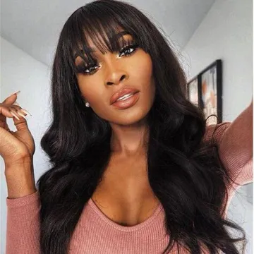 100% human hair Brazilian Remy hair wigs with Bangs Full Machine Made Wigs no Lace wigs For Women