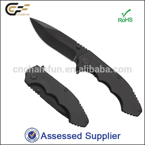 Black Coated Aluminum Half Automatic Open Folding Tactical pocket knife wholesale