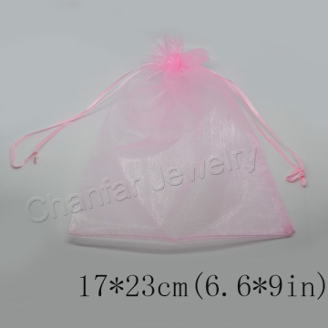 Promotion Pink color 17*23 organza bag for gift jewelry ,gift bags & pouches