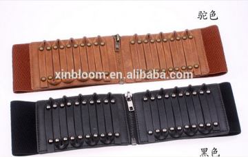 korea style fashion retron ladies and women rivet zipper buckle design elastic wide waist belt for thik garment