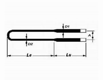 Élément de chauffage de type U-Type U-Type MOLYBDENUM DISILICE MOSI2