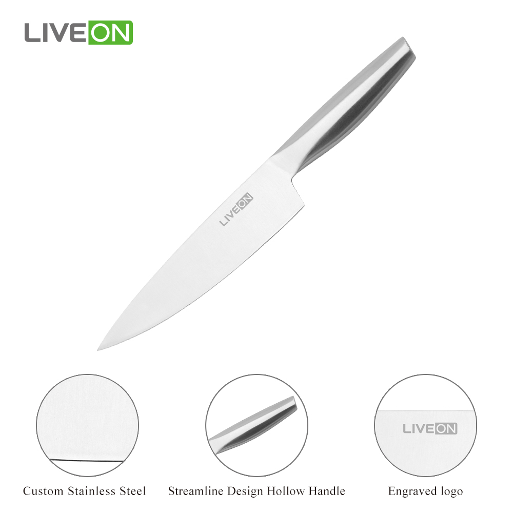 Mutfak için 8 inç içi boş saplı şef bıçağı