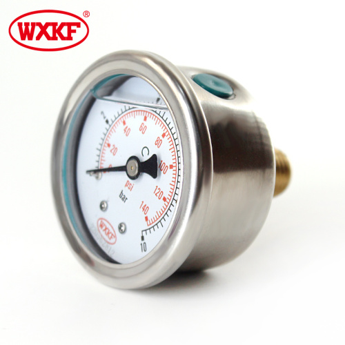 0 - 25 bar 100 mm glycerine oil filled pressure gauge