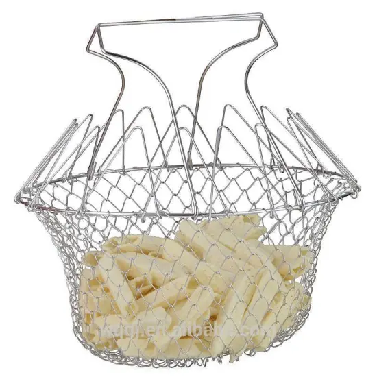 Foldable Steam Rinse Strain Fry Chef Basket Strainer Net Kitchen Cooking