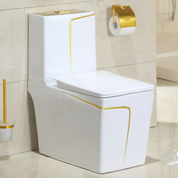 Square s Tuzak Seramik WC Sıhhi Harikalar Banyo Beyaz Altın Tek Parça Tuvalet