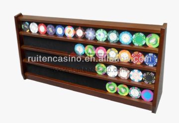 42ct poker chip displayer 4rows wood chip display tray