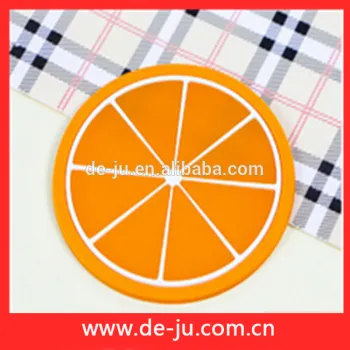 Round Orange Orange Cup Mat Rubber Drink Coasters