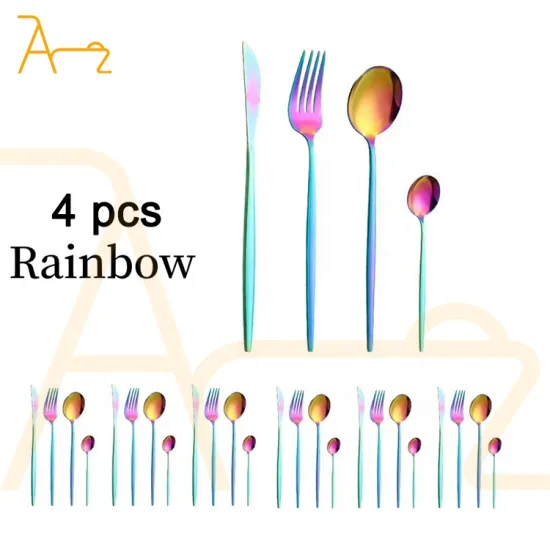 Affordable Rainbow Stainless Steel Cutlery Set: Perfect for Wedding Desserts, Restaurants, and Events