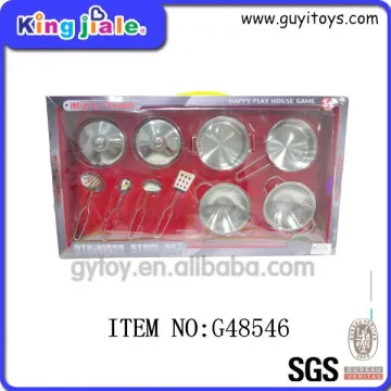 Funny children toys safe stainless steel kitchen set toy