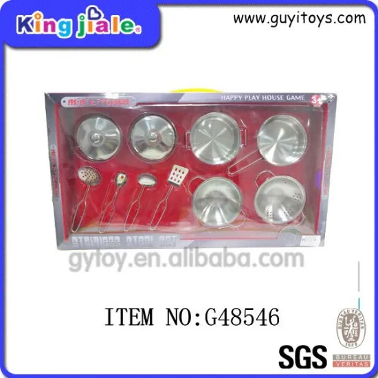 Funny children toys safe stainless steel kitchen set toy