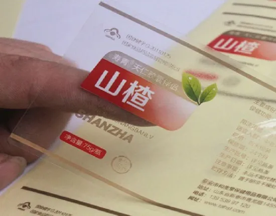 Custom Waterproof Transparent Self Adhesive Sticker Label