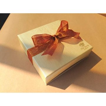 Gold Stamping Logo Jewelry Box with Ribbon