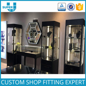 China Manufacturer Tailor Made High Quality Glass Wooden Wall Jewelry Display Showcase