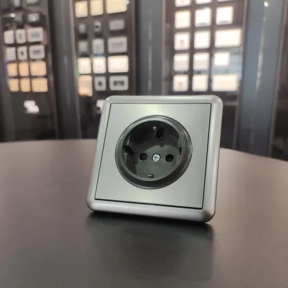 German Metallic Grey Kitchen Schuko Plug 16A Wall Socket