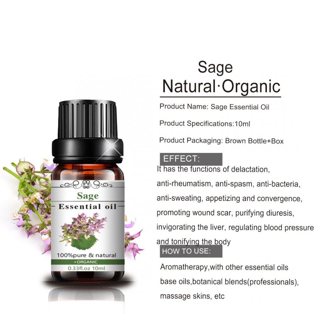 Aceite esencial de Sage superior 100% Natural Organic Clary Sage Oil Sage