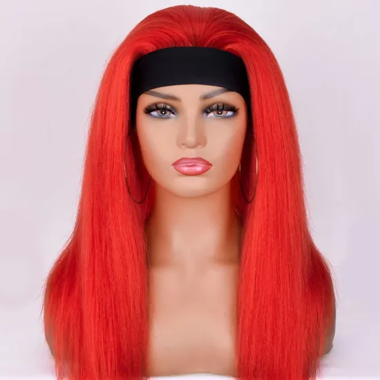 Factory price long straight headband wig for black women quality colorful none lace no glue synthetic fiber toupee(20 inches)