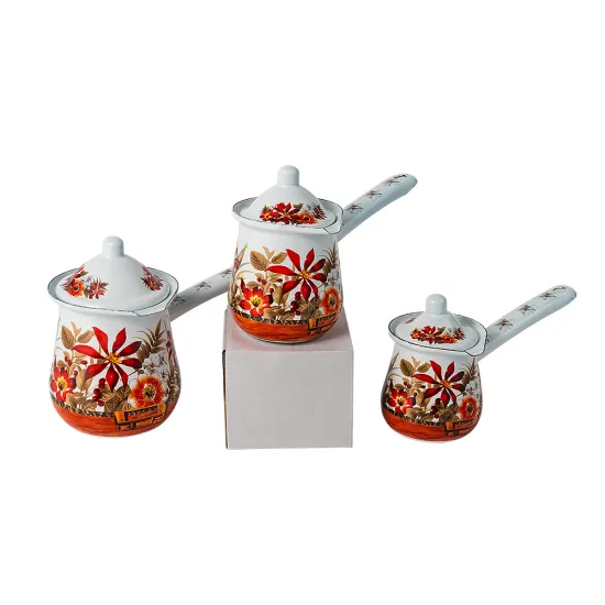 Good Quality Style of Turkish Red Maple Leaves Enamel Coffee Pot Coffee Warmer