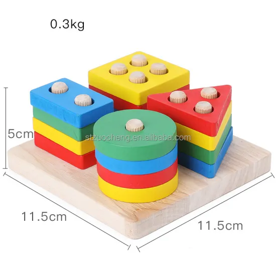 IN STOCK: Wooden Building Block Toy - Montessori Columns and Shapes for Educational Baby Play