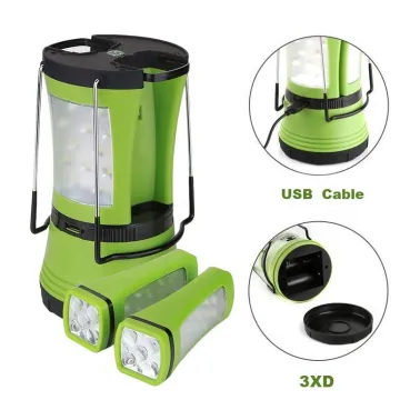4-in-1 Rechargeable Camping Lantern with Detachable Flashlight