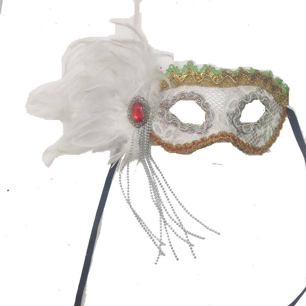 Costume de masque de plumes de costume blanc pour ballon masqué