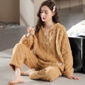 women's plush thick thermal pajamas