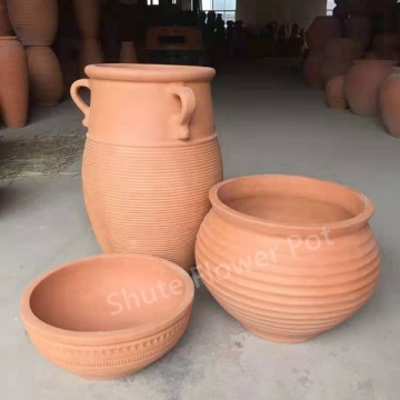 Vasi da giardino in terracotta in terracotta di argilla rossa
