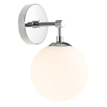Modern Chrome White Glass Ball Bathroom Wall Light Sconce