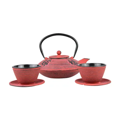 Red Cast Iron Teapot