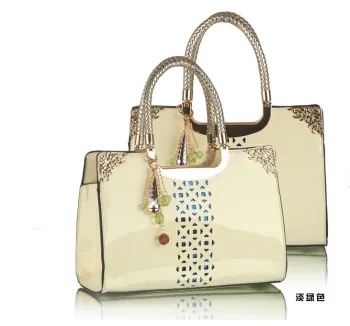 The new patent leather bags brand bags hollow Korea Fashion Shoulder Messenger Bag tide Commuter Bag
