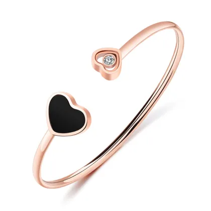 Custom Rose Gold Double Heart Cuff Bracelet