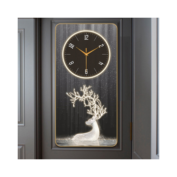 Modern Living Room Crystal Wall Clock Art Painting - Custom PVC Framed Mural Clock