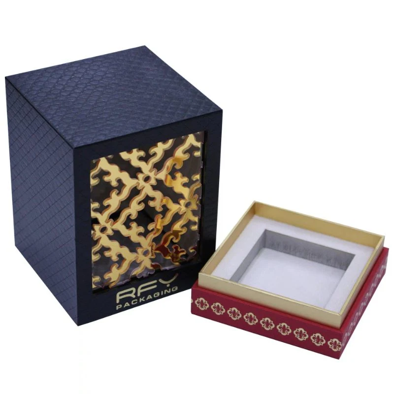 Boîte-cadeau d'emballage de parfum personnalisé Boîte cadeau de bougie noire élégante avec logo en feuille d'or Boîte de logo imprimé personnalisé Boîte en carton