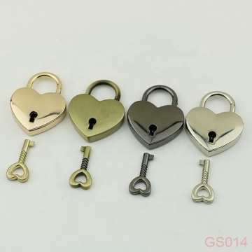 Factory Supply 4 Colors Heart Shaped Metal Bag Padlock