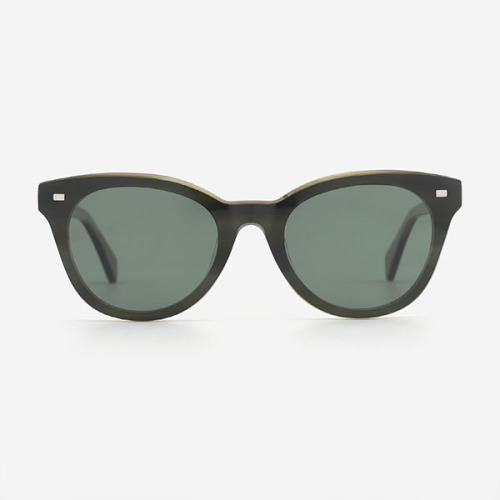 Retro Round Acetate Unisex Clip-On Sunglasses 23A8066