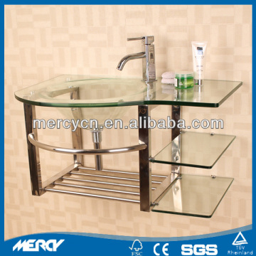 Bathroom Glass Top Vanity New Design Pure Transparent Bathroom Glass Top Vanity