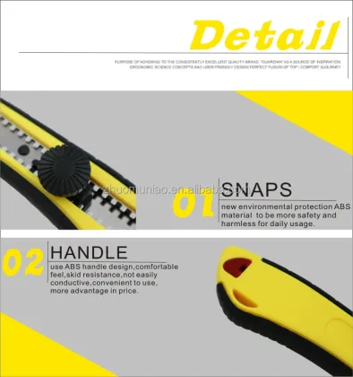 18MM Utility Knife Snap Off Blades Safety Multi Knife Art Knife Outdoor Tools