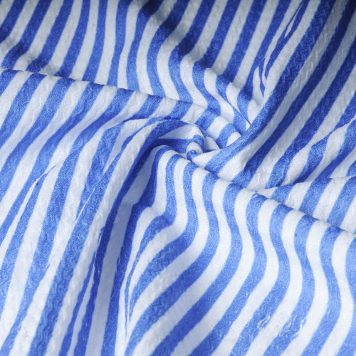 Nueva llegada Tejido arrugado con estampado de rayas para prendas de vestir