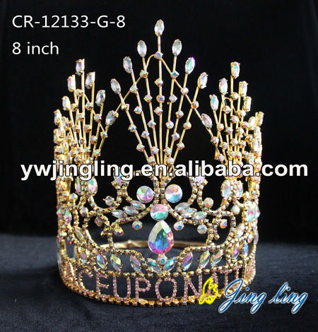 Cheap Rhinestone 8 Inch Gold Pageant Crowns