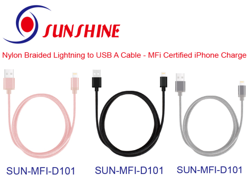 Cable Lightning trenzado de nailon certificado por mfi