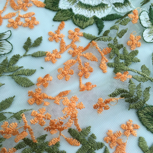 Multicolor Rose Blossom Design Embroidery Fabric