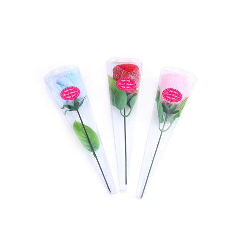 Luxury PVC clear transparent soft crease folding box for rose
