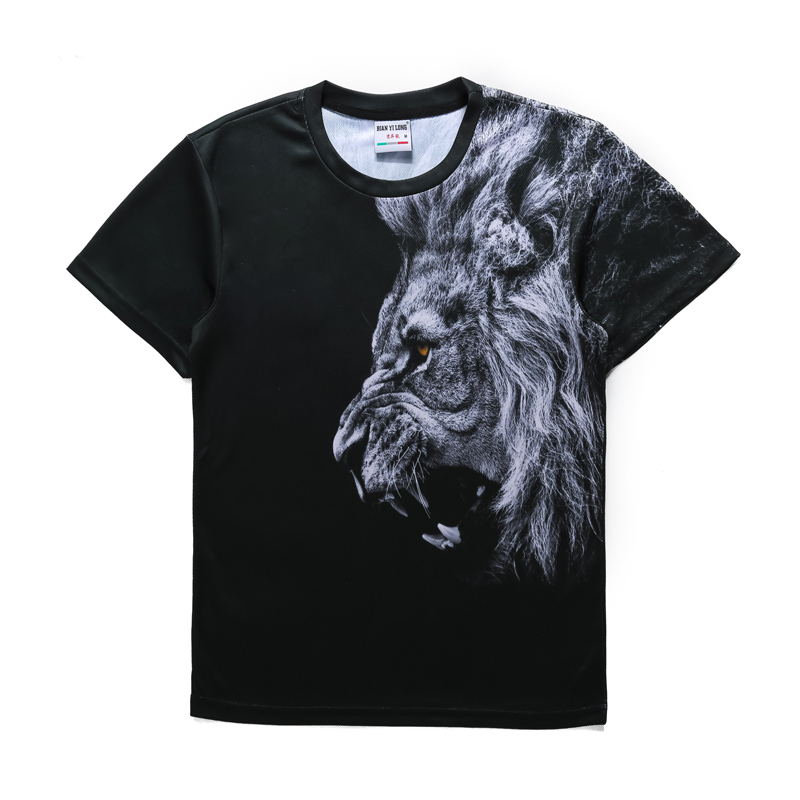 Mens 3d lion Print T shirt 100 polyester shirts