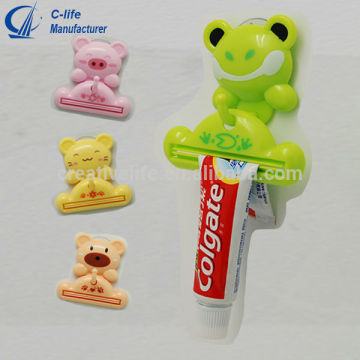 Plastic Cartoon Toothpaste Holder Squeezer Towel Hook with Strong Suction Cup