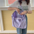 Eco Friendly Purple Pure Su tble Overize Canvas Cotton Tote Shopping Bag for Daily Life